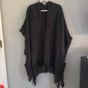 Cejon Grey Scarf Trimmed Ruana